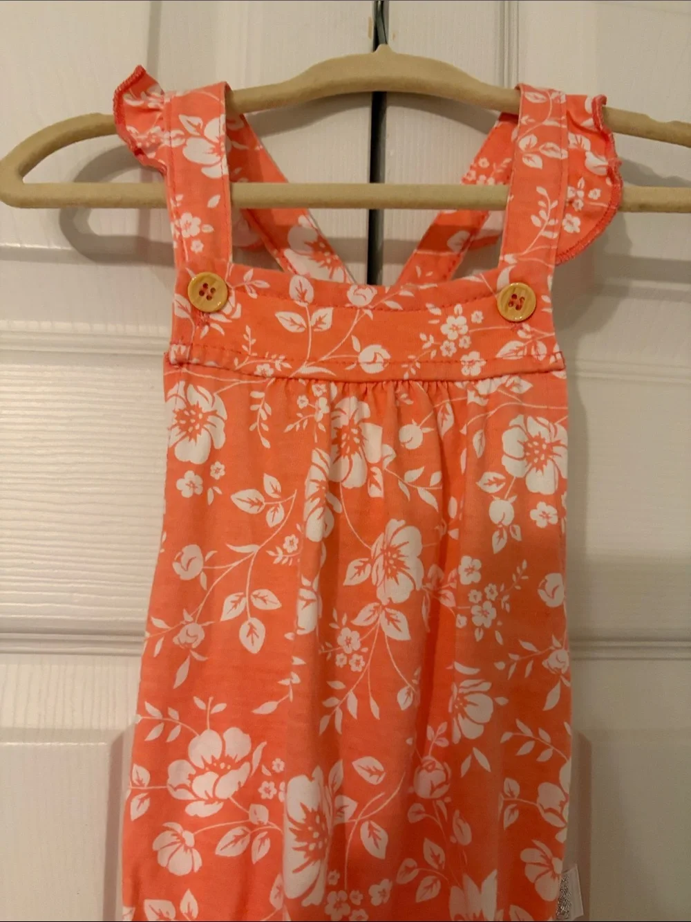 Duck Duck Goose  Floral Sleeveless Baby Romper with Button Straps